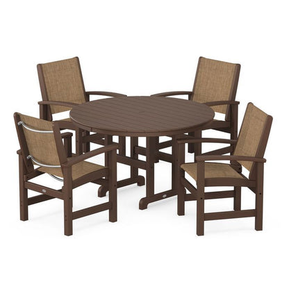 Coastal 5-Piece Round Farmhouse Dining Set