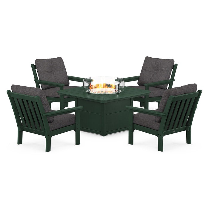 Vineyard 5-Piece Conversation Set with Fire Pit Table