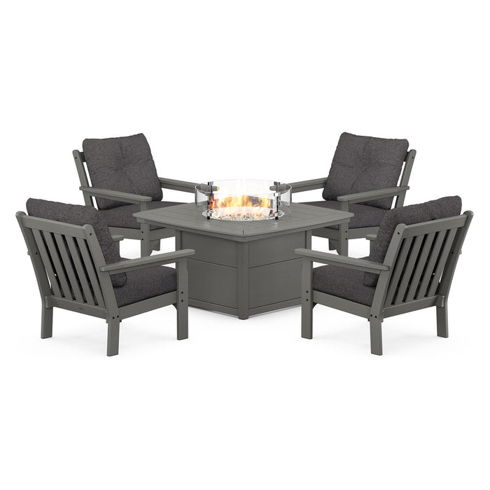 Vineyard 5-Piece Conversation Set with Fire Pit Table