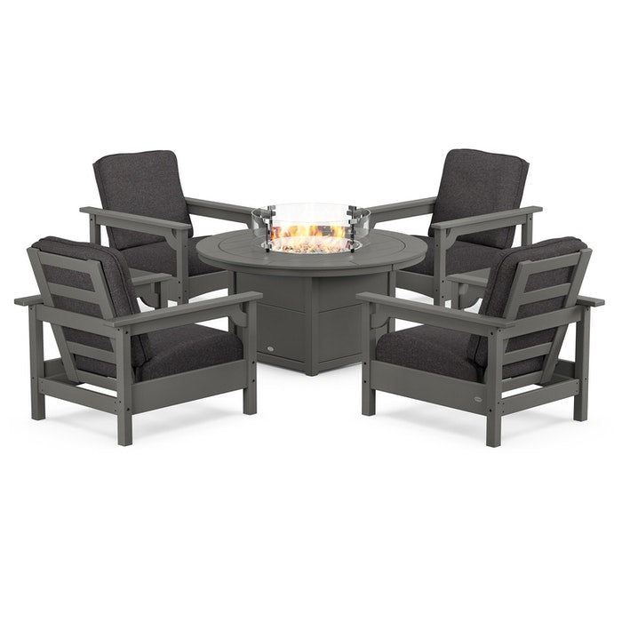 Club 5-Piece Conversation Set with Fire Pit Table