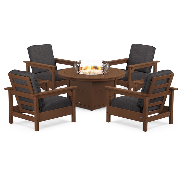 Club 5-Piece Conversation Set with Fire Pit Table