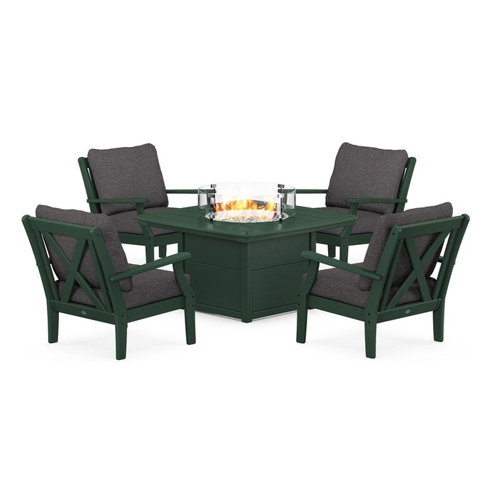 Braxton 5-Piece Deep Seating Conversation Set with Fire Pit Table