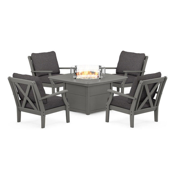 Braxton 5-Piece Deep Seating Conversation Set with Fire Pit Table