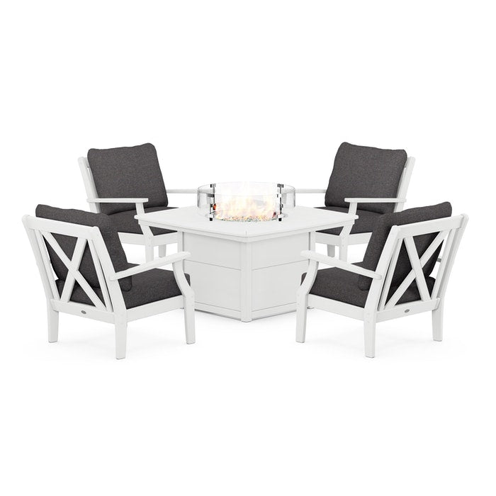 Braxton 5-Piece Deep Seating Conversation Set with Fire Pit Table