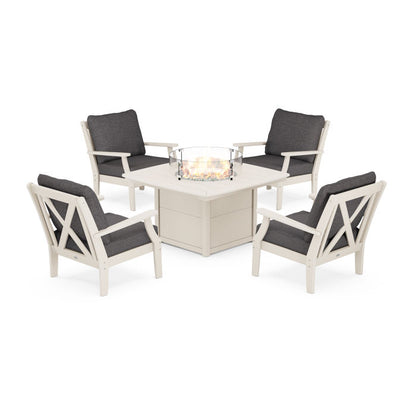 Braxton 5-Piece Deep Seating Conversation Set with Fire Pit Table