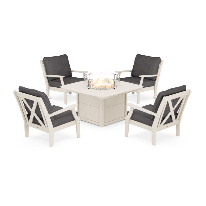 Braxton 5-Piece Deep Seating Conversation Set with Fire Pit Table