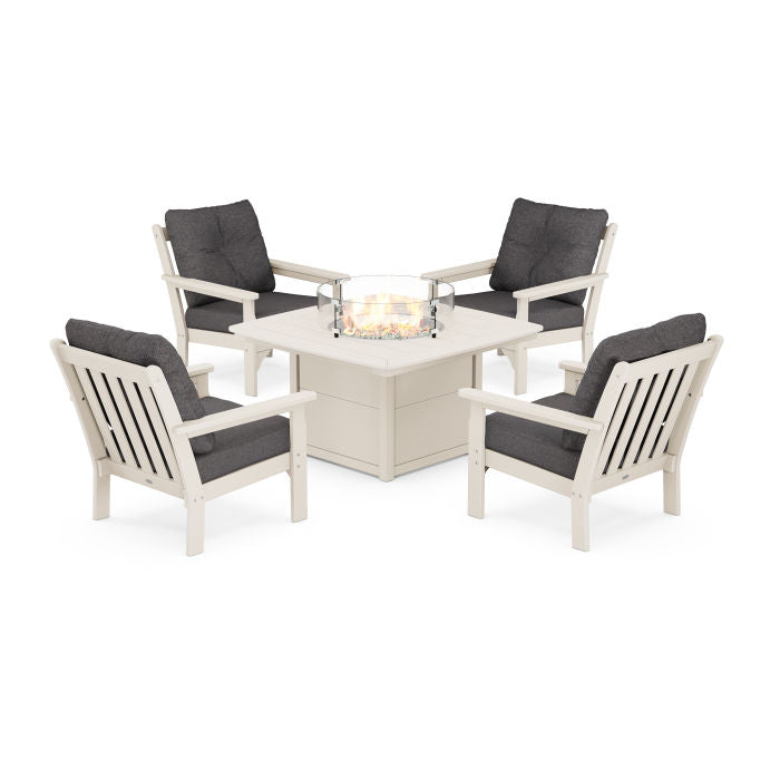 Vineyard 5-Piece Conversation Set with Fire Pit Table