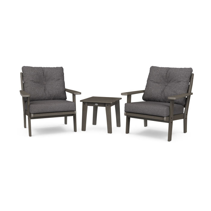 Lakeside 3-Piece Deep Seating Chair Set in Vintage Finish