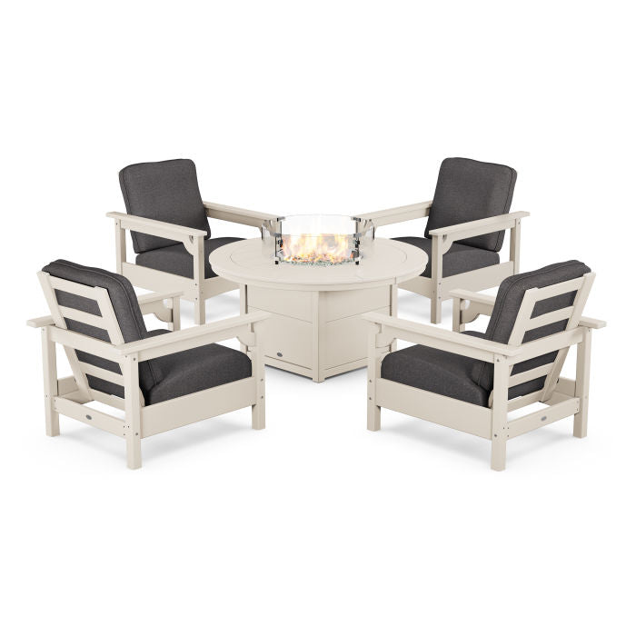 Club 5-Piece Conversation Set with Fire Pit Table