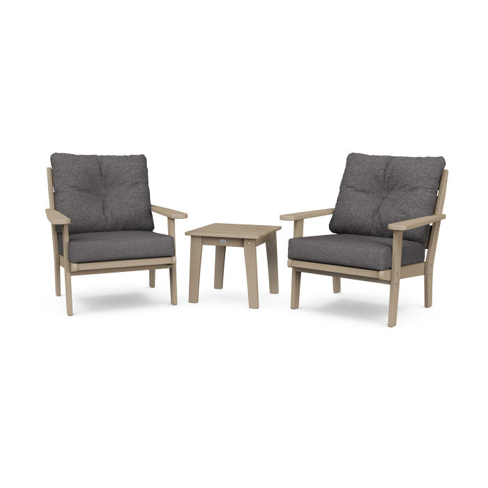 Lakeside 3-Piece Deep Seating Chair Set in Vintage Finish