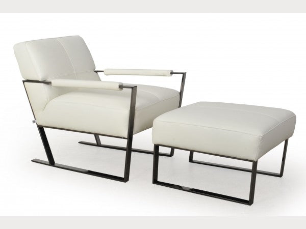 Uno White Chair + Ottoman Set