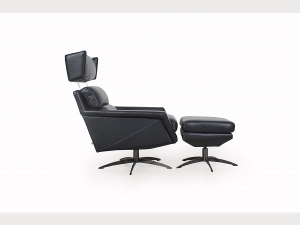 Hansen Swivel Chair + Ottoman (Black)
