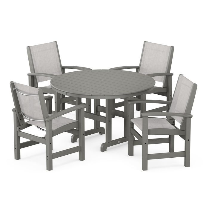 Coastal 5-Piece Round Farmhouse Dining Set