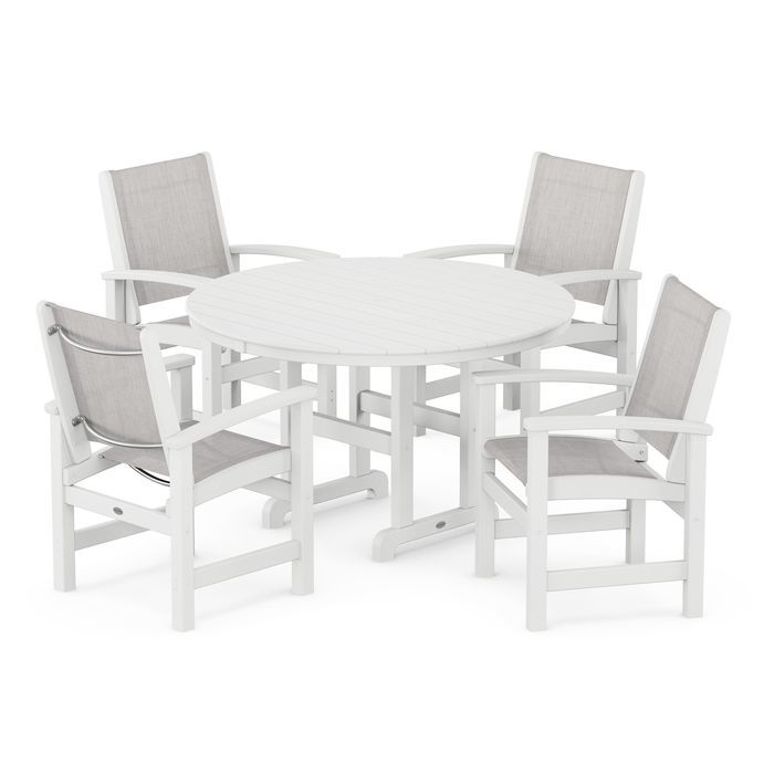 Coastal 5-Piece Round Farmhouse Dining Set