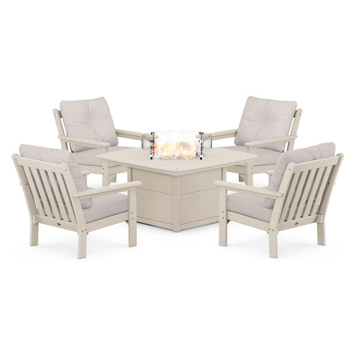 Vineyard 5-Piece Conversation Set with Fire Pit Table