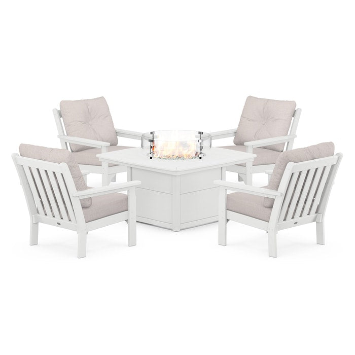 Vineyard 5-Piece Conversation Set with Fire Pit Table