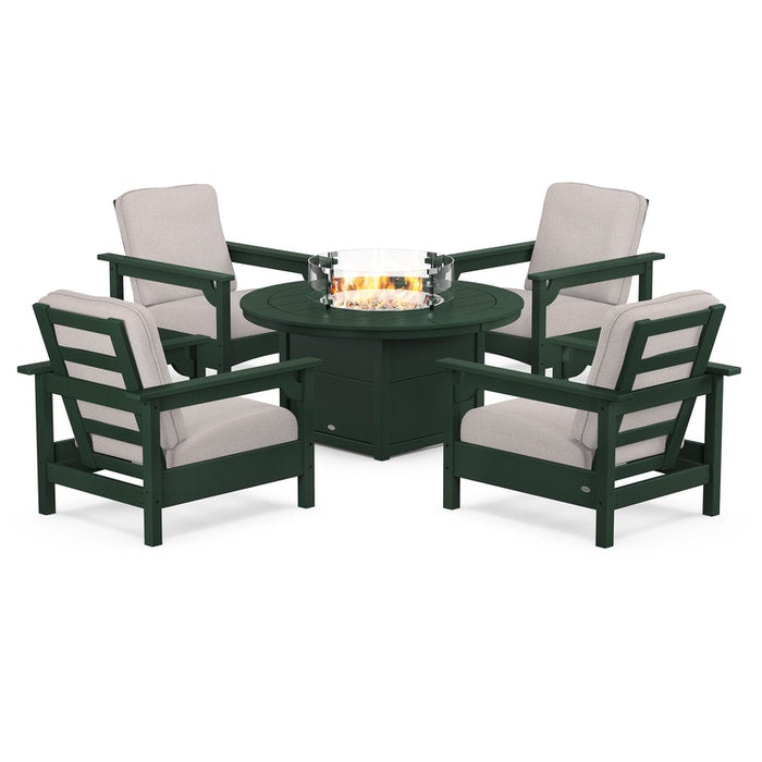 Club 5-Piece Conversation Set with Fire Pit Table