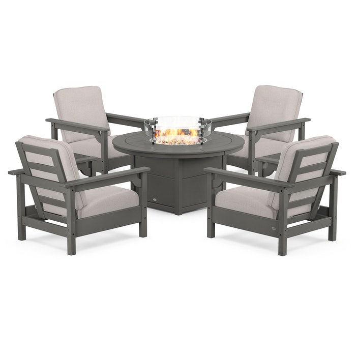 Club 5-Piece Conversation Set with Fire Pit Table