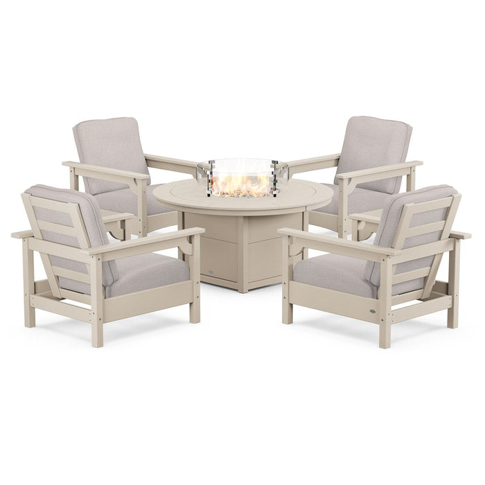 Club 5-Piece Conversation Set with Fire Pit Table