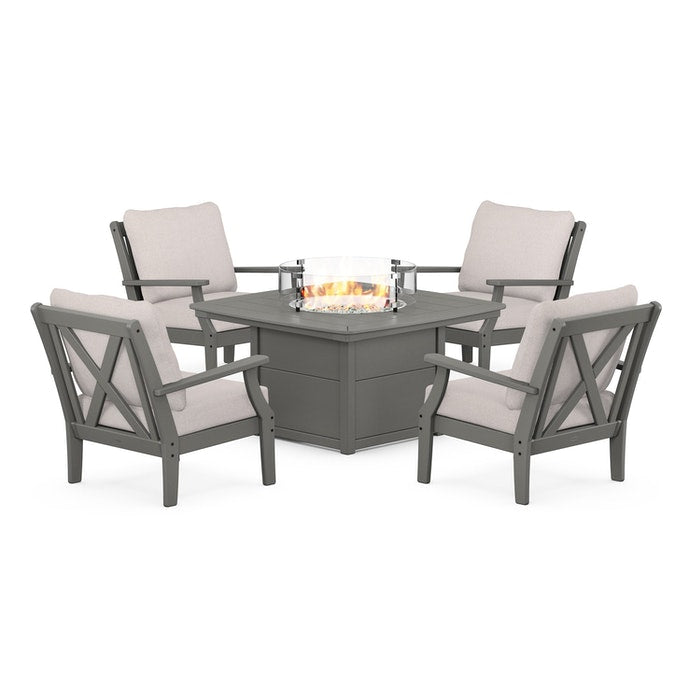 Braxton 5-Piece Deep Seating Conversation Set with Fire Pit Table