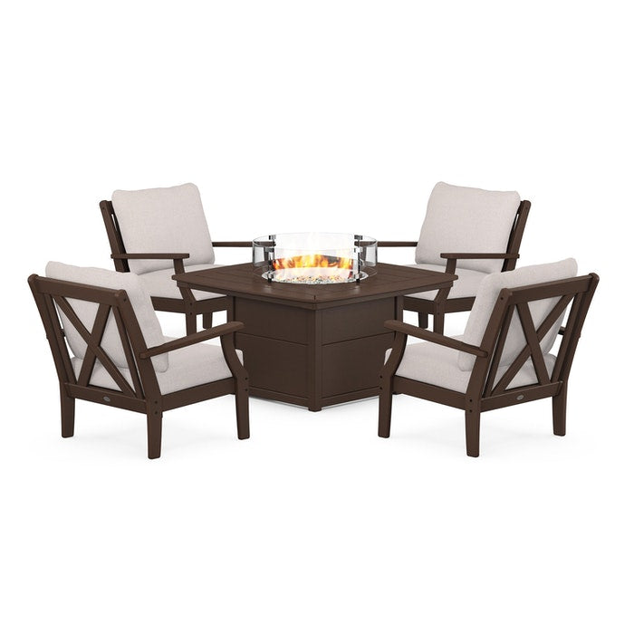 Braxton 5-Piece Deep Seating Conversation Set with Fire Pit Table