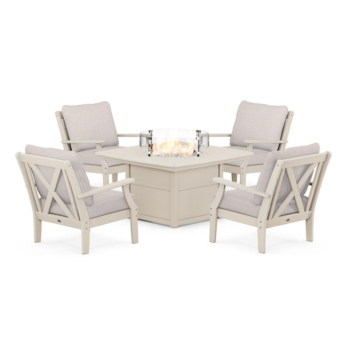 Braxton 5-Piece Deep Seating Conversation Set with Fire Pit Table