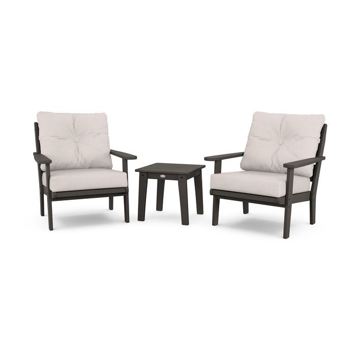 Lakeside 3-Piece Deep Seating Chair Set in Vintage Finish