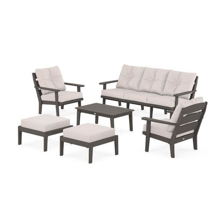 Lakeside 6-Piece Lounge Sofa Set in Vintage Finish