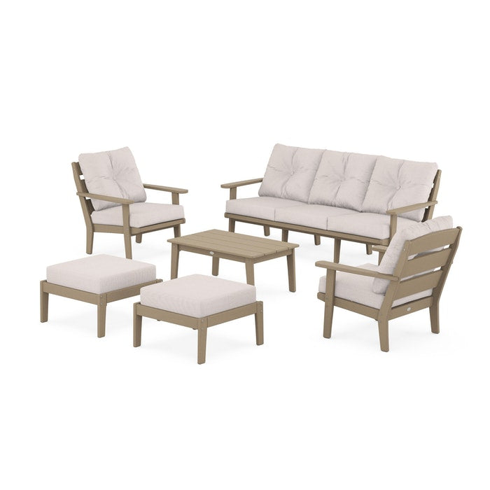 Lakeside 6-Piece Lounge Sofa Set in Vintage Finish