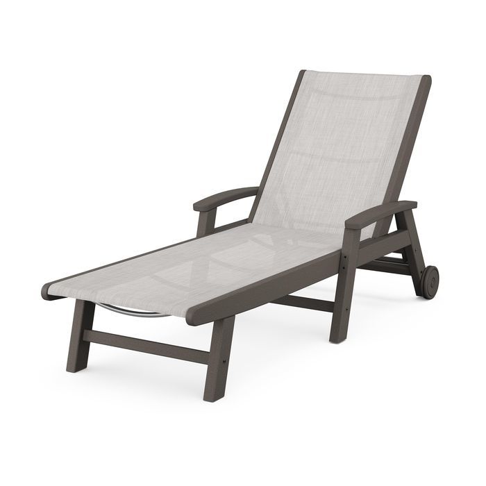 Coastal Chaise with Wheels in Vintage Finish