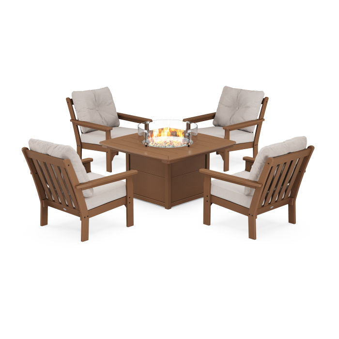 Vineyard 5-Piece Conversation Set with Fire Pit Table