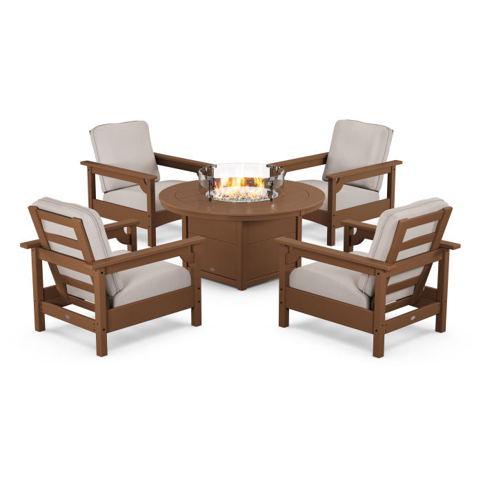 Club 5-Piece Conversation Set with Fire Pit Table