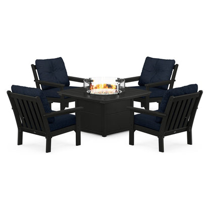 Vineyard 5-Piece Conversation Set with Fire Pit Table