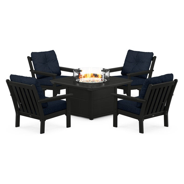 Vineyard 5-Piece Conversation Set with Fire Pit Table