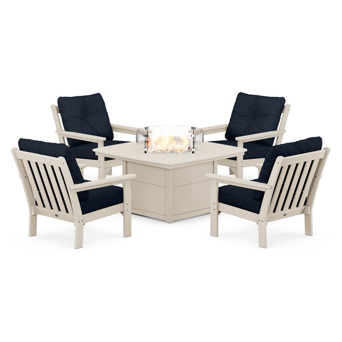 Vineyard 5-Piece Conversation Set with Fire Pit Table