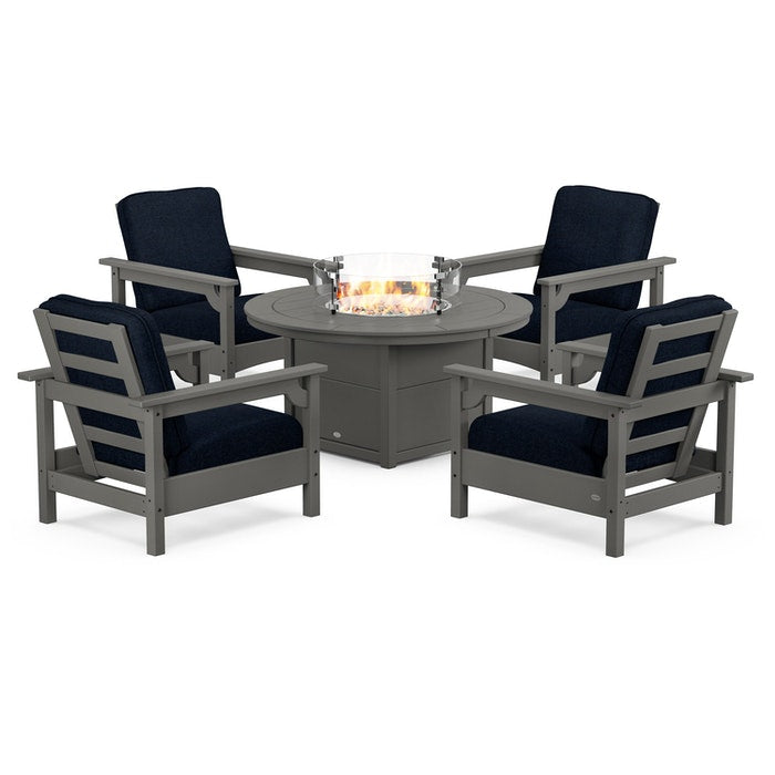 Club 5-Piece Conversation Set with Fire Pit Table