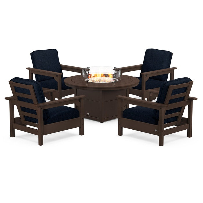 Club 5-Piece Conversation Set with Fire Pit Table