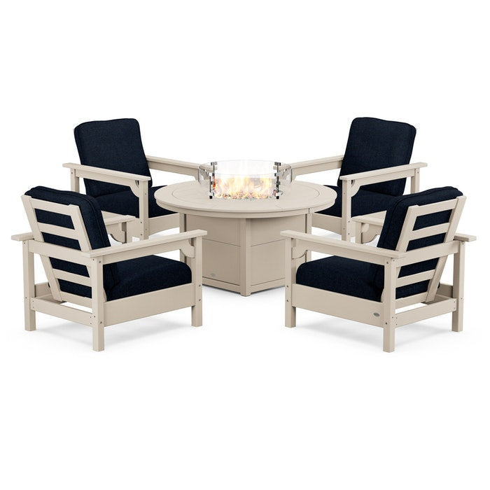 Club 5-Piece Conversation Set with Fire Pit Table