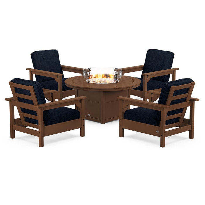 Club 5-Piece Conversation Set with Fire Pit Table