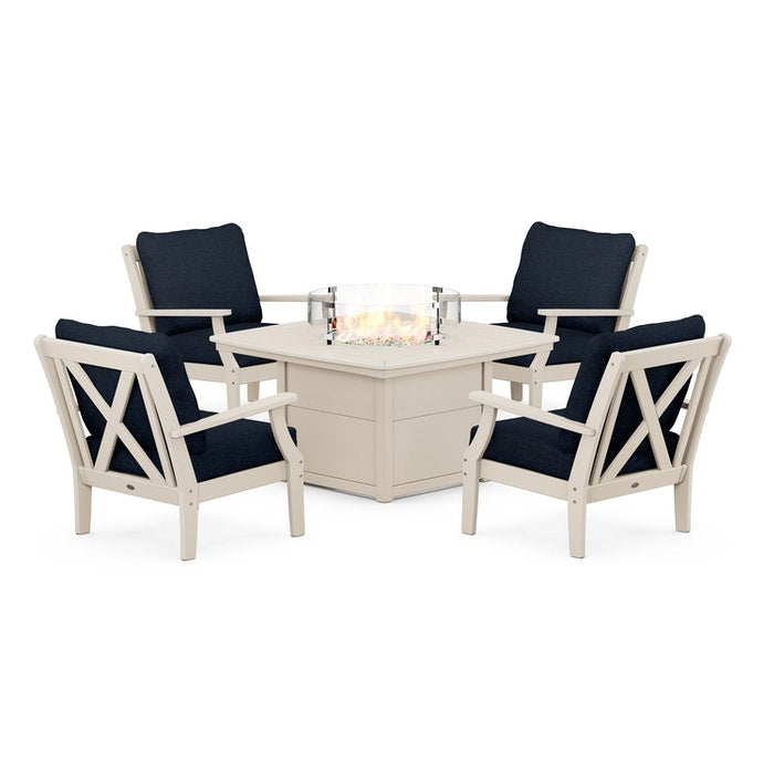 Braxton 5-Piece Deep Seating Conversation Set with Fire Pit Table