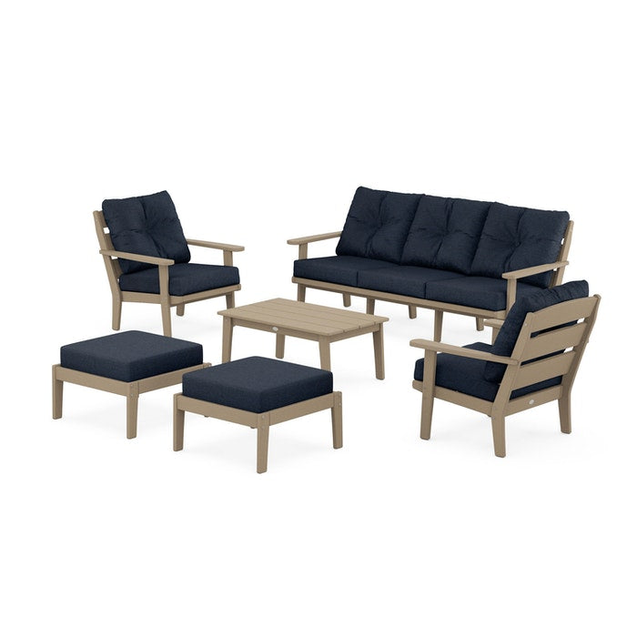 Lakeside 6-Piece Lounge Sofa Set in Vintage Finish