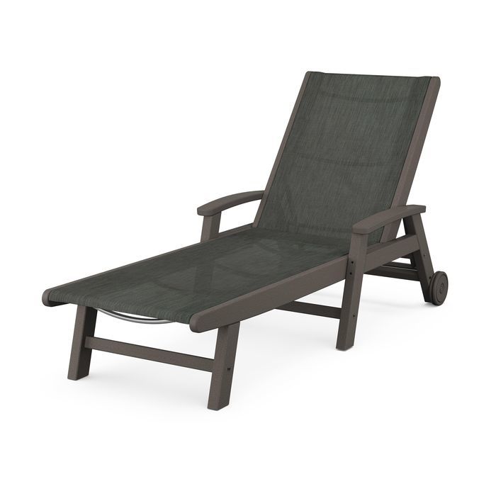 Coastal Chaise with Wheels in Vintage Finish