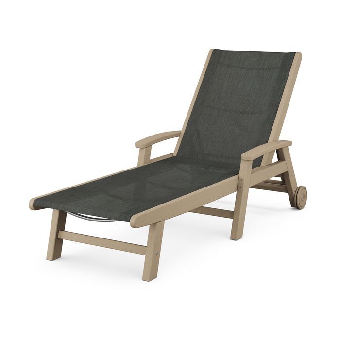 Coastal Chaise with Wheels in Vintage Finish