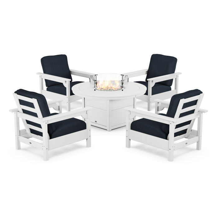 Club 5-Piece Conversation Set with Fire Pit Table