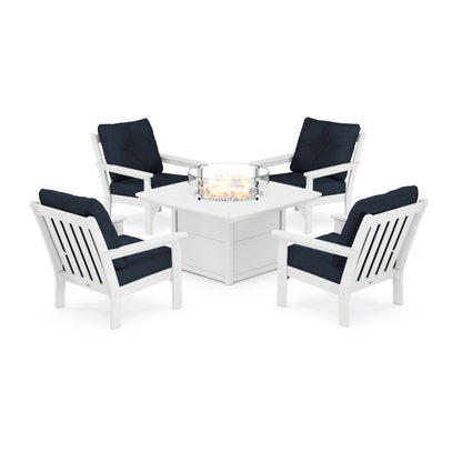 Vineyard 5-Piece Conversation Set with Fire Pit Table