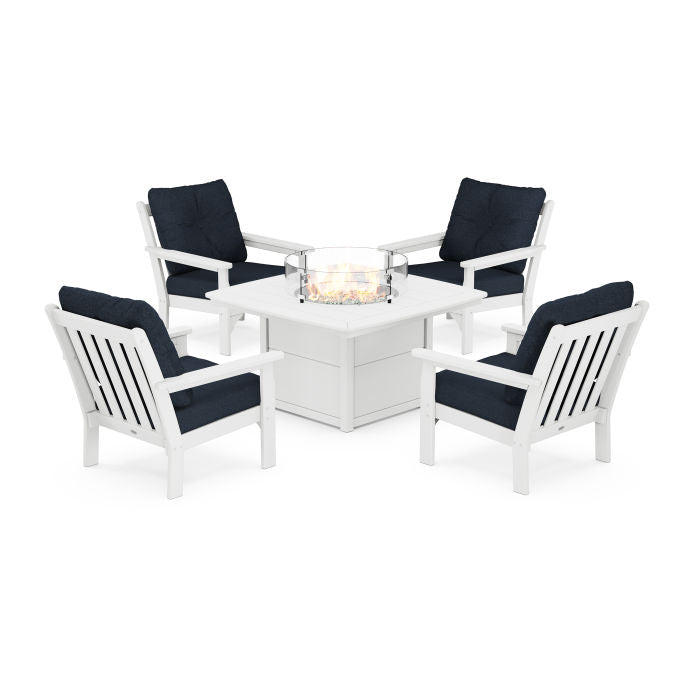 Vineyard 5-Piece Conversation Set with Fire Pit Table