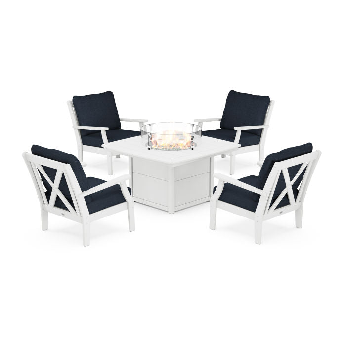 Braxton 5-Piece Deep Seating Conversation Set with Fire Pit Table