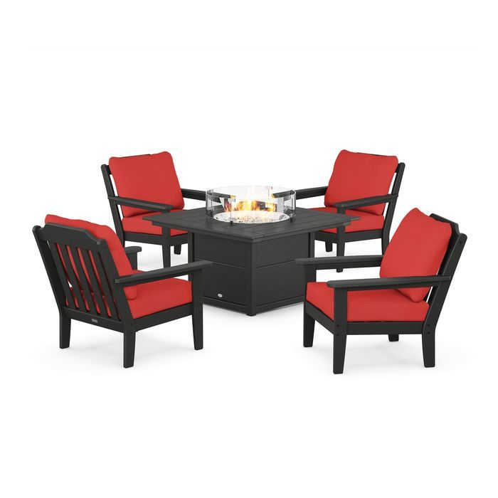 Country Living 5-Piece Deep Seating Set with Fire Pit Table