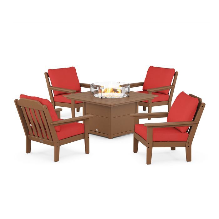 Country Living 5-Piece Deep Seating Set with Fire Pit Table