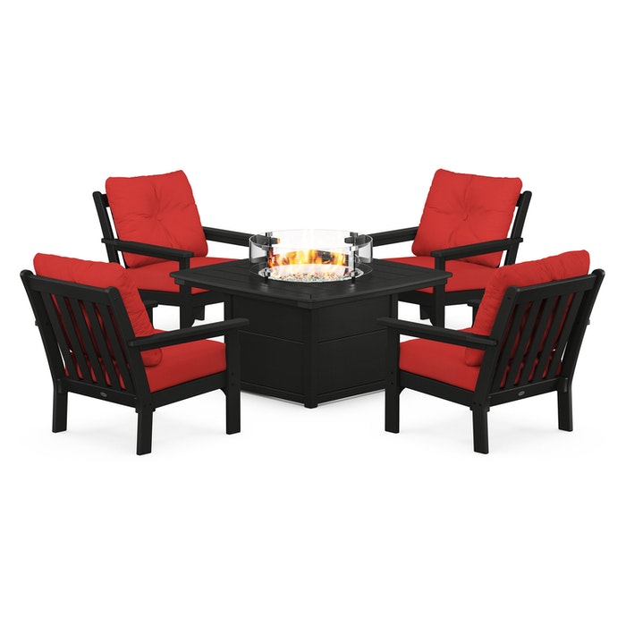 Vineyard 5-Piece Conversation Set with Fire Pit Table